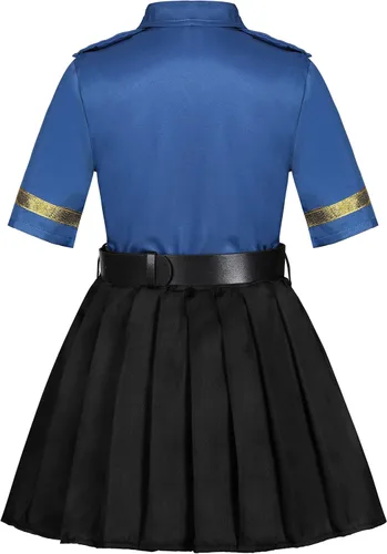 Vista 5 de Disfraz de oficial de policía para niñas uniforme de policía para disfraz de Halloween de 3 a 10 años