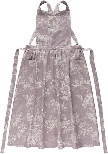 Vista 8 de Delantal de cocina floral de algodón impermeable para mujer, delantal ajustable con bolsillos, estilo vintage para cocinar y hornear
