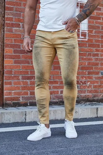 Vista 3 de Jeans rasgados para hombre, ajustados y elásticos para hombre, pantalones de mezclilla de pierna cónica