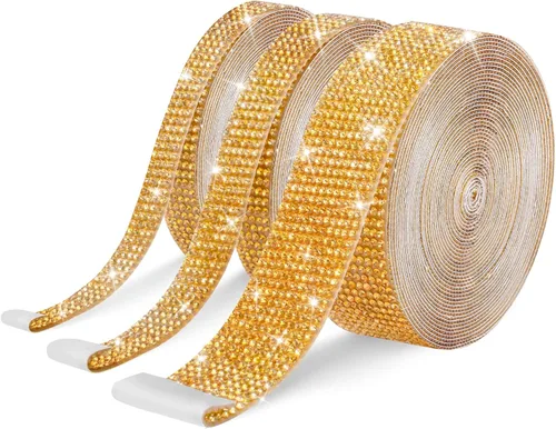 Vista 13 de 3 rollos de 8 m de cinta autoadhesiva de diamantes de imitación con cristal - Rollo de envoltura de pegatinas de diamantes brillantes DIY