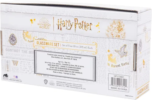 Vista 7 de Silver Buffalo Harry Potter Gryffindor Squad con Hermione Granger, Ron Weasley, y Fred y George estilo anime, juego de 4 vasos de vidrio de 10 onzas