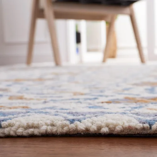 Vista 4 de SAFAVIEH Chelsea Collection - Alfombra decorativa de 1 pies 8 pulgadas x 2 pies 6 pulgadas, marfil y azul, lana de campo francesa enganchada a mano