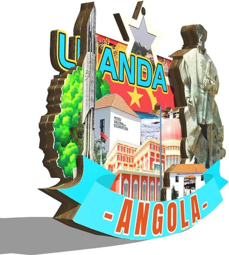 Vista 2 de Luanda Angola - Imán de madera para nevera, 3D, monumentos de viaje, coleccionables, recuerdos, decoración hecha a mano, 2