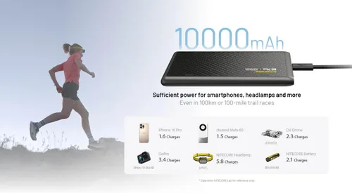 Vista 8 de Nitecore NU25 MCT UL - Linterna frontal ultraligera de 400 lúmenes y banco de energía de 10000 mAh, USB-C recargable para campamento, mochileros