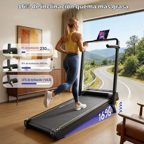 Vista 4 de YPOO 16% Walking Pad Incline, Treadmills for Home, Handle Bar, Foldable Negro oscuro