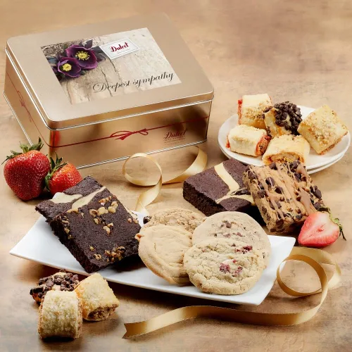 Vista 12 de Dulcet - Cesta de regalo gourmet con variedad de pasteles en una elegante caja de lata ensamblada, lata única de regalo para el padre para papá