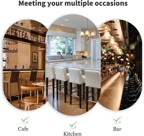 Vista 7 de Gollense Juego de 4 fundas para taburetes de bar con respaldo, fundas elásticas de jacquard para taburetes de bar, fundas de asiento lavables