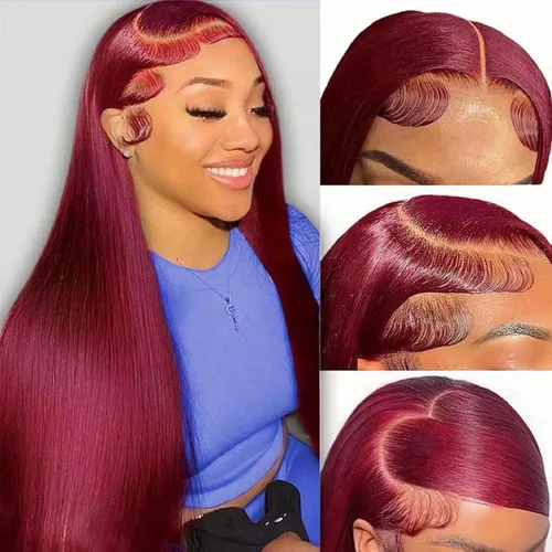 Vista 11 de Pelucas de encaje frontal rectas de cabello humano bunGiol pre arrancadas con cabello de bebé HD Pelucas de encaje frontal 13x4 sin pegamento