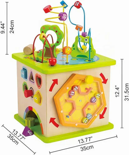 Vista 5 de Cubo de actividades para niños Hape bichos de ciudad, madera