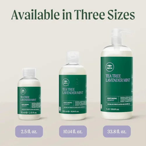 Vista 10 de Champú hidratante de lavanda y menta Tea Tree, hidrata + calma, para cabello grueso y seco