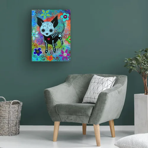 Vista 4 de Prisarts - Lienzo decorativo para pared con cara negra de perro chihuahua, 14 x 19 pulgadas