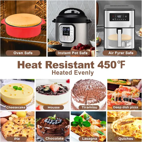 Vista 7 de Molde Desmontable de 9 Pulgadas Antiadherente, Molde Desmontable para Cheesecake de 9 Pulgadas con Protector de Silicona, Moldes Desmontables a