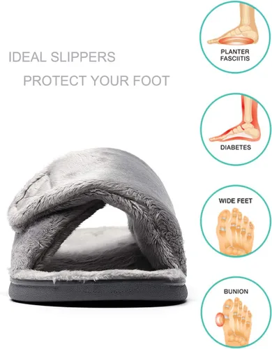 Vista 2 de Pantuflas ortopédicas ajustables con soporte de arco ortopédico para mujer para fascitis plantar con talón ortopédico