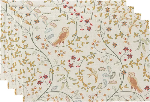 Vista 8 de QIYI Juego de 6 manteles individuales bohemios de 12 x 18 pulgadas, manteles individuales florales de tela de lino para cocina y comedor, manteles