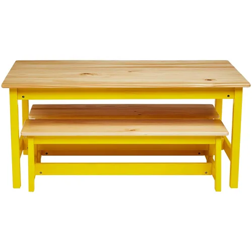 Vista 2 de Juego de mesa y banco para niños de Amazon Basics para interiores, color natural.