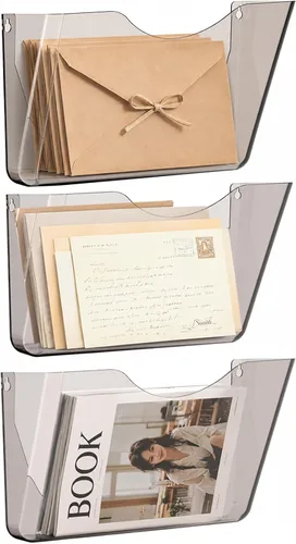 Vista 10 de SUPEASY Organizador de archivos de pared acrílico, paquete de 6 soportes Transparente