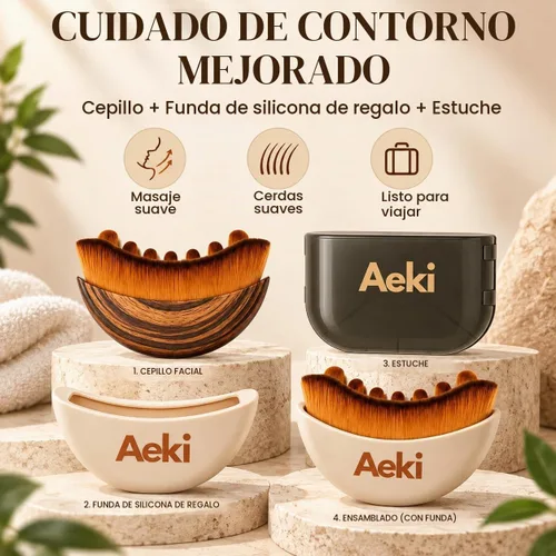 Vista 2 de Aeki - Cepillo linfático para contorno facial con funda protectora de 1 set