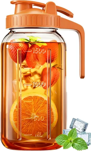 Vista 16 de Jarra Mason Jar de 64 onzas – Jarra de vidrio hermética y a prueba de fugas con tapa, perfecta para té helado, té solar, cerveza fría, leche