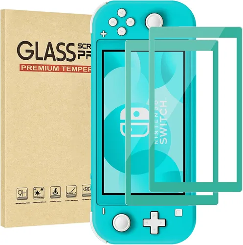 Vista 8 de Paquete de 2 protectores de pantalla de vidrio templado con borde verde para Switch Model 2017 [6.2 pulgadas], transparente HD, antiarañazos
