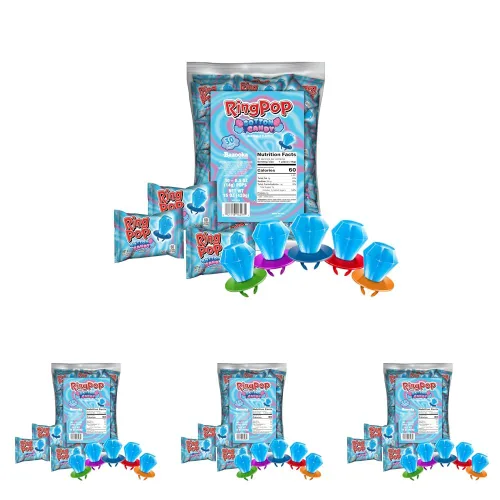 Vista 7 de Ring Pop Paquete de piruletas a granel de frambuesa azul envuelta