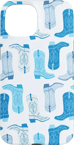 Vista 6 de Cowboy Boot Illustration Preppy Western Pastel Blue and Cyan Case for iPhone 17
