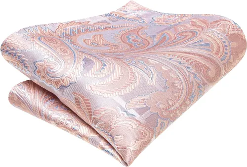 Vista 13 de Hi-Tie Corbatas de seda para hombre, diseño de cachemira a rayas, con bolsillo, gemelos cuadrados, conjunto formal de negocios