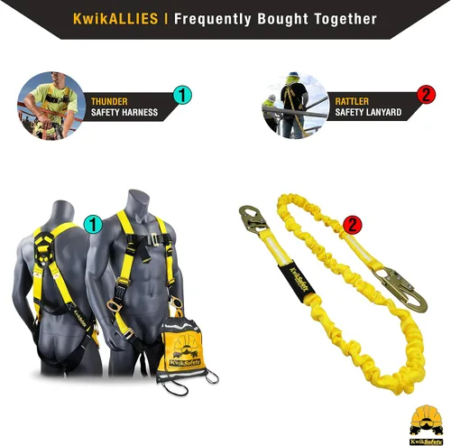 Vista 7 de KwikSafety – Familia rattler, incluye 2 paquetes, 4 paquetes, combo, kit Cordón de seguridad de una sola pierna con amortiguador interno, anclaje