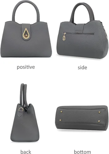 Vista 2 de Minibolsa de cuero sintético con asa superior ataché bolsa de mano bolsa de hombro con borla para dama