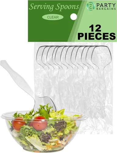 Vista 8 de PARTY BARGAINS Cucharas desechables de plástico transparente de 8.75 pulgadas - Cucharas de plástico transparente resistentes para fiestas