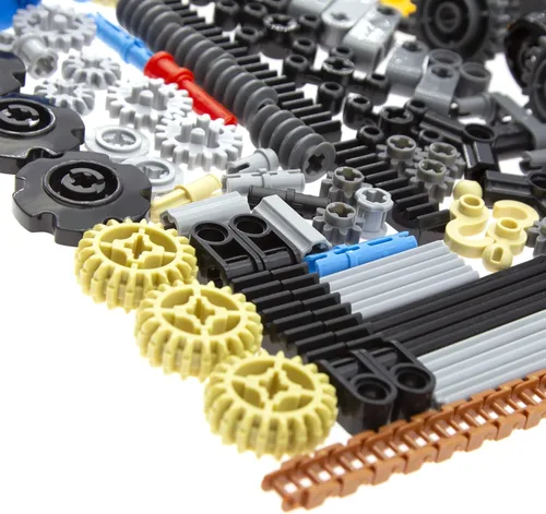 Vista 4 de 116pcs Technic Parts - Engranajes, eje, pasador, conector, ruedas, cadena de eslabones, estante de engranajes, volante, casquillo, gancho, bola