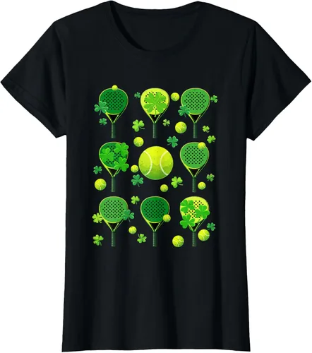 Vista 24 de St Patricks Day Padel Tennis Shamrock Paddle Irish Pride T-Shirt
