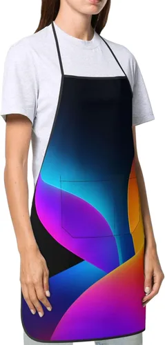 Vista 3 de Dark Minimalist Vivid Colors Shapes Apron For Men Women, Cooking Kitchen Chef Apron With Pockets