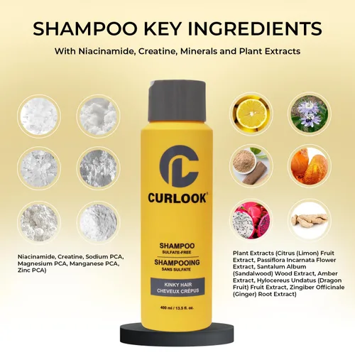 Vista 5 de Champú para cabello rizado Sin sulfato - 13.5 fl oz (13.5 onzas) Limpia suavemente, hidrata, mantiene y define los torceduras Productos
