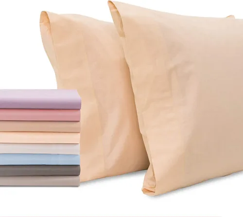Vista 11 de Superity Linen Pillow Cases Queen Size - Open Enclosure - 2 Pack - 100% Soft and Comfortable Premium Cotton - Beige