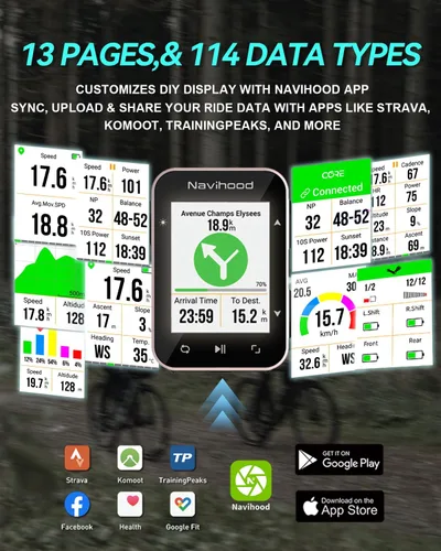 Vista 2 de L2 GPS Bike Computer, 2" Color LCD Wireless Cycling Computer,Bike Speedometer Bluetooth ANT+, IPX7 Waterproof, Auto Backlight, Supports