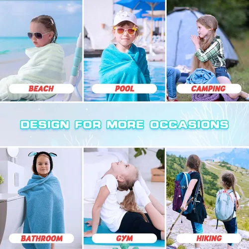 Vista 7 de WERNNSAI Toalla de playa para niños, 30 x 60 pulgadas, Axolotl de secado rápido, sin arena, toalla de playa para niñas, toalla de playa