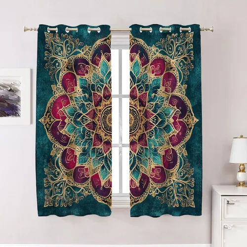 Vista 120 de Maritime Ocean Blackout Tier Curtains, Anchors Nautical Art Half Window Drapes for Kitchen with Rod Pocket,Room Darkening 2 Pack 26X24 Inches