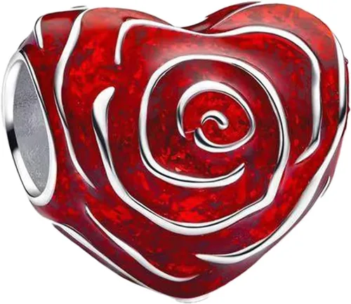 Vista 23 de Abalorios de plata de ley 925 para pulseras, dijes de amor y corazón, flor de cerezo, joyería para mujer