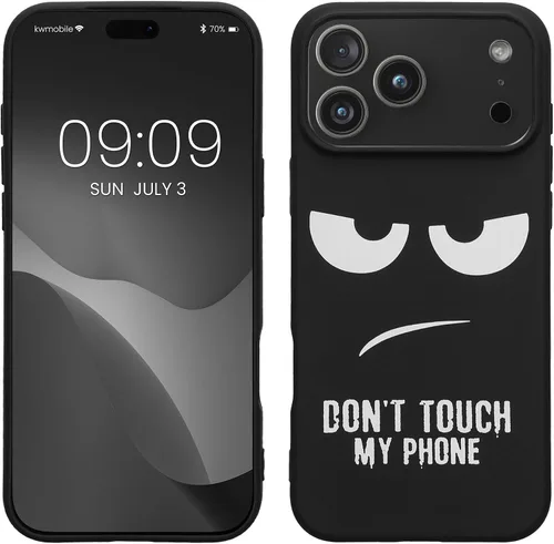 Vista 19 de kwmobile Funda de silicona TPU compatible con Xiaomi 11T/11T Pro - Funda suave - No toques mi teléfono blanco/negro