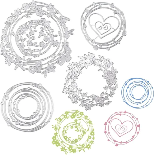 Vista 9 de Troqueles de corte de metal de flores 3D para hacer tarjetas, 6 plantillas de estampado de flores en espiral para álbumes de recortes, papel