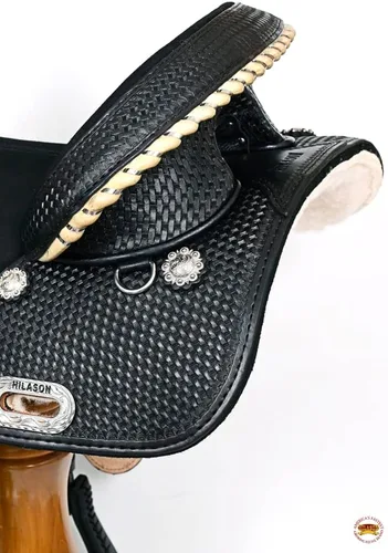 Vista 6 de HILASON Western Treeless Trail Barrel Saddle American Leather Negro