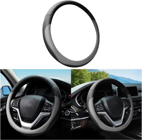 Vista 8 de Mandark Funda para volante de automóvil, de piel de microfibra antideslizante de 15 pulgadas, protector de volante de vehículo, accesorios