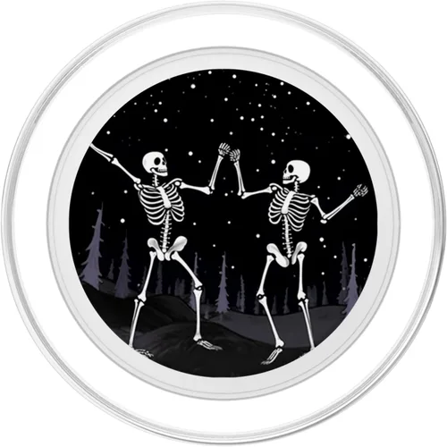 Vista 2 de Geniales esqueletos estéticos góticos bailando cielo nocturno Halloween PopSockets MagSafe PopGrip para iPhone