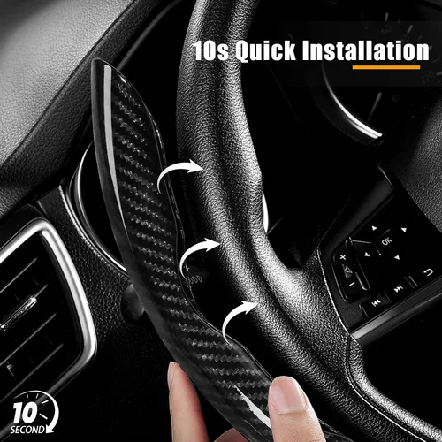 Vista 4 de Fundas de volante de fibra de carbono de 3 piezas con clip para volante (negro)