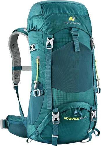 Vista 11 de N NEVO RHINO Mochila de senderismo con marco interno 40L con cubierta de Negro