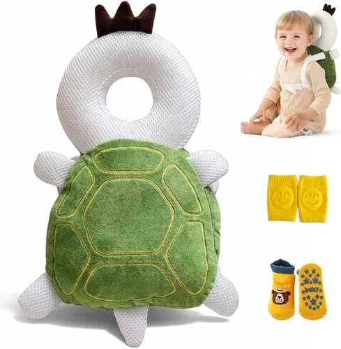 Vista 12 de HippoBaby Mochila protectora de cabeza de bebé, cojín de seguridad para gatear y caminar - Almohada de protección contra caídas con correas Elefante