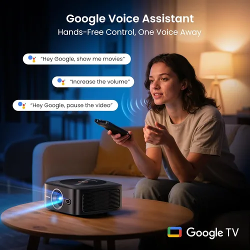 Vista 11 de Proyector HAPPRUN 1500 ANSI con licencia oficial de Google TV para Negro