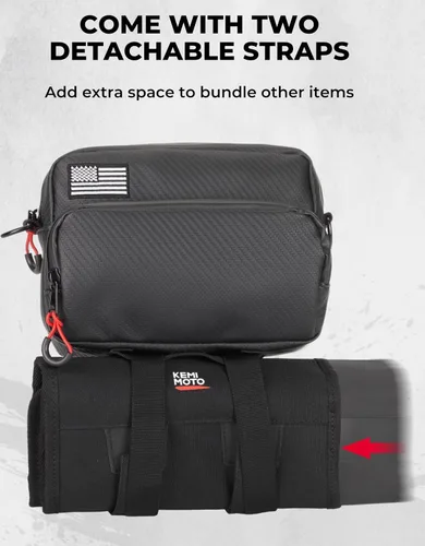 Vista 7 de KEMIMOTO Bolsa para manillar de motocicleta con cubierta impermeable, bolsa universal para bicicleta, bolsa de herramientas para manillar compatible