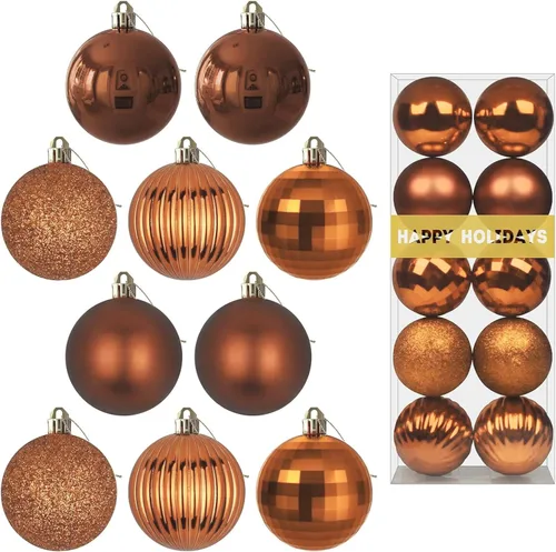 Vista 161 de Esferas pequeñas de Navidad de bronce y dorado de 1.6 pulgadas, adornos para decoración de árbol de Navidad, bolas colgantes inastillables