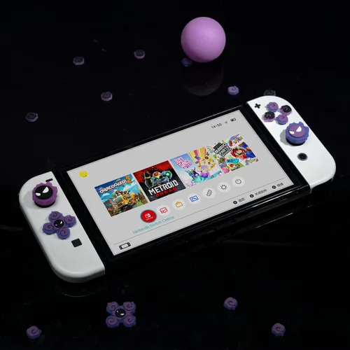 Vista 8 de Jusy Cross D-Pad - Juego de tapas de botón para pulgar, compatible con Nintendo SwitchOLED, Cool Luminous 3D Soft Silicone ABXY Botones Adhesivos